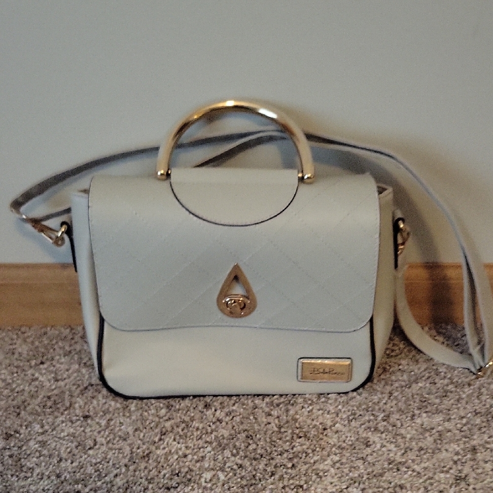 Chic Cream Crossbody Bag with Gold Accents